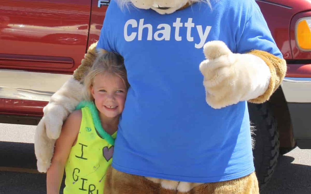 Chatty the Squirrel with little girl