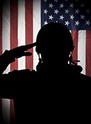 American (USA) soldier saluting to USA flag